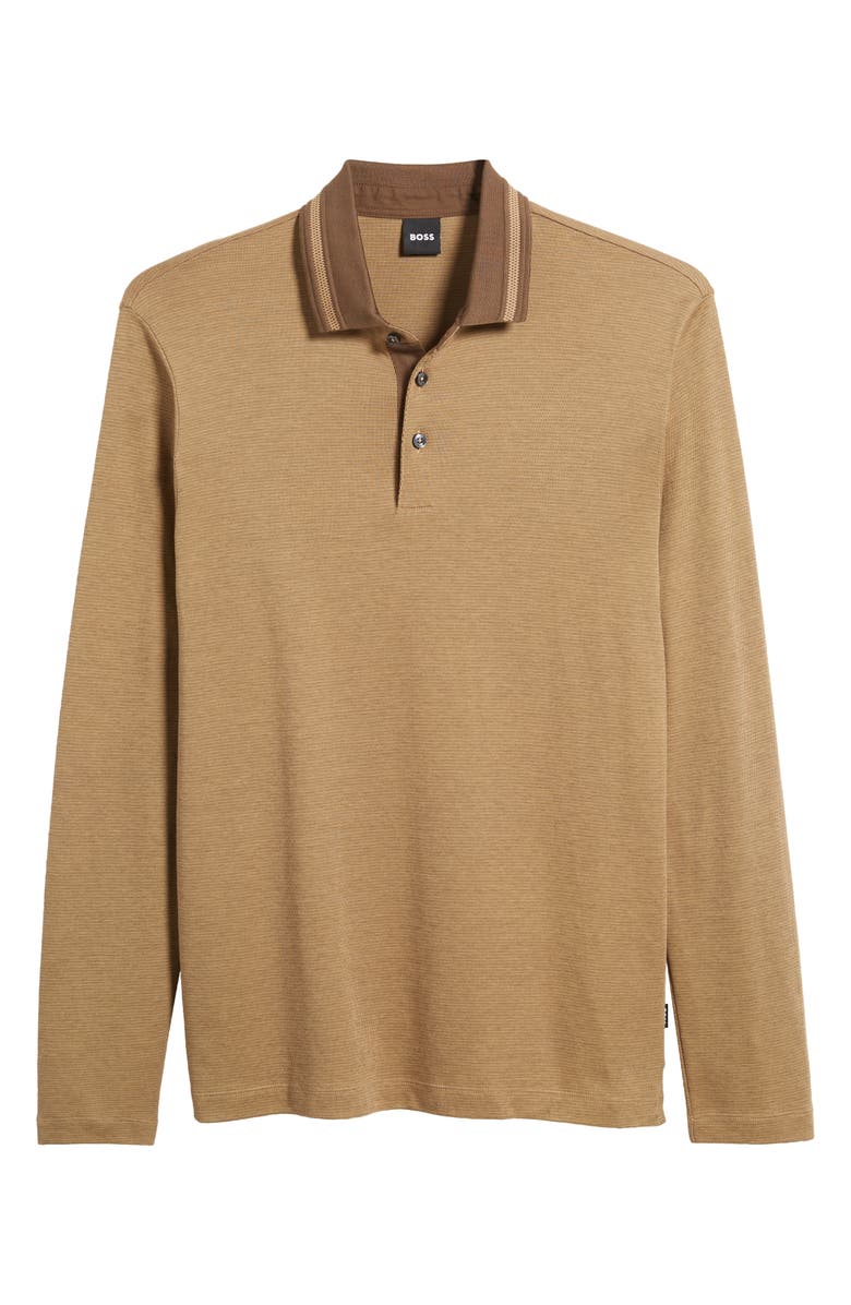 BOSS Pleins Tipped Long Sleeve Polo, Alternate, color, Open Grn