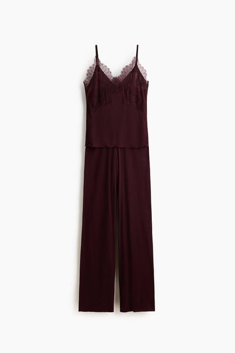 Lace-trimmed Jersey Pyjamas