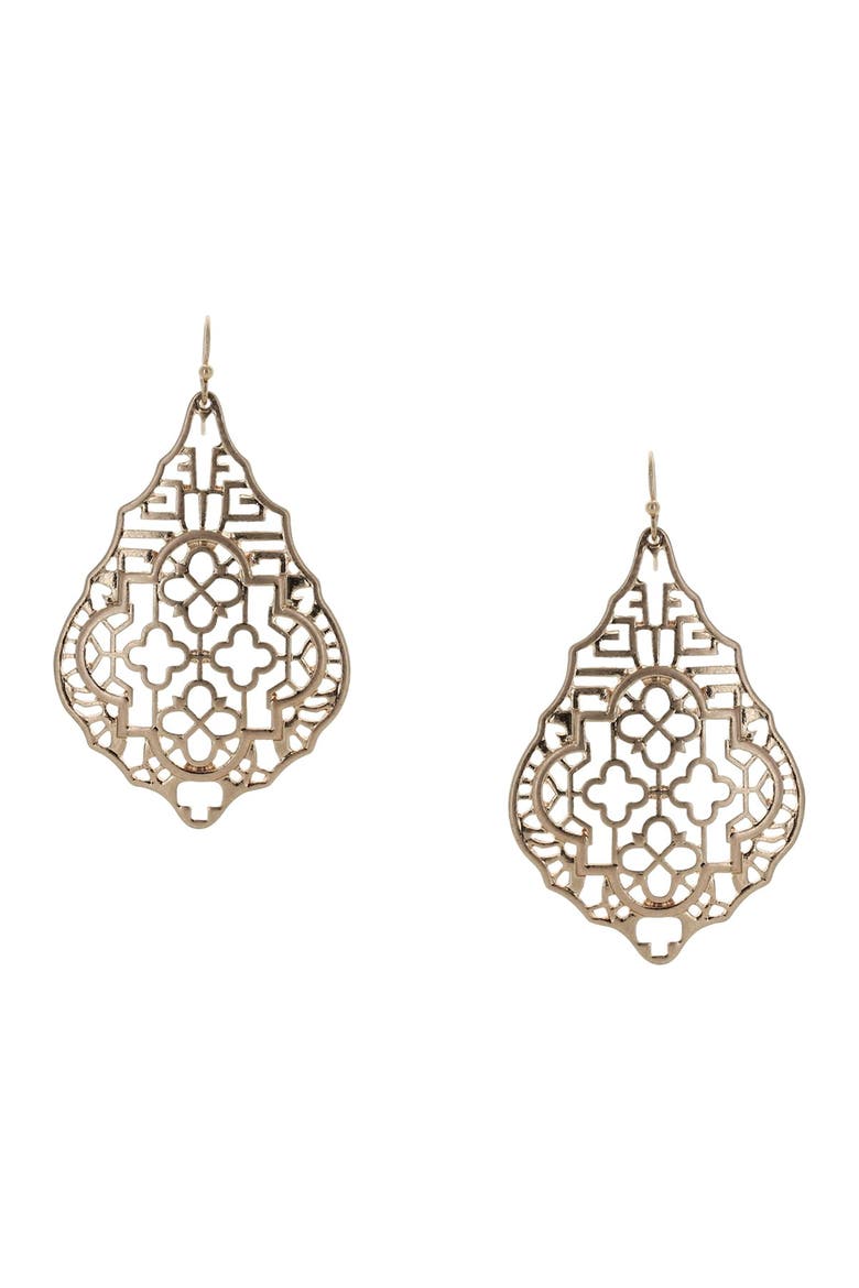 Amelia Filigree Drop Earrings, Main, color, ROSE GOLD