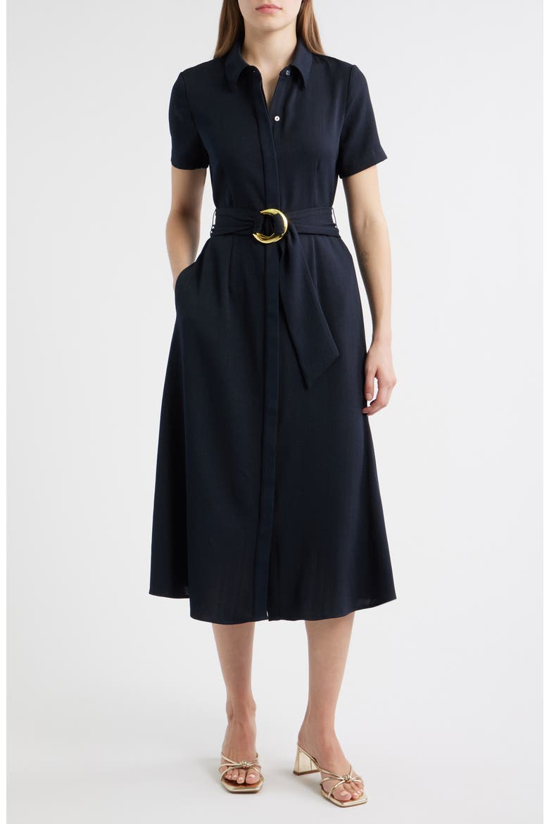 Belted Midi Shirtdress, Main, color, NAVY