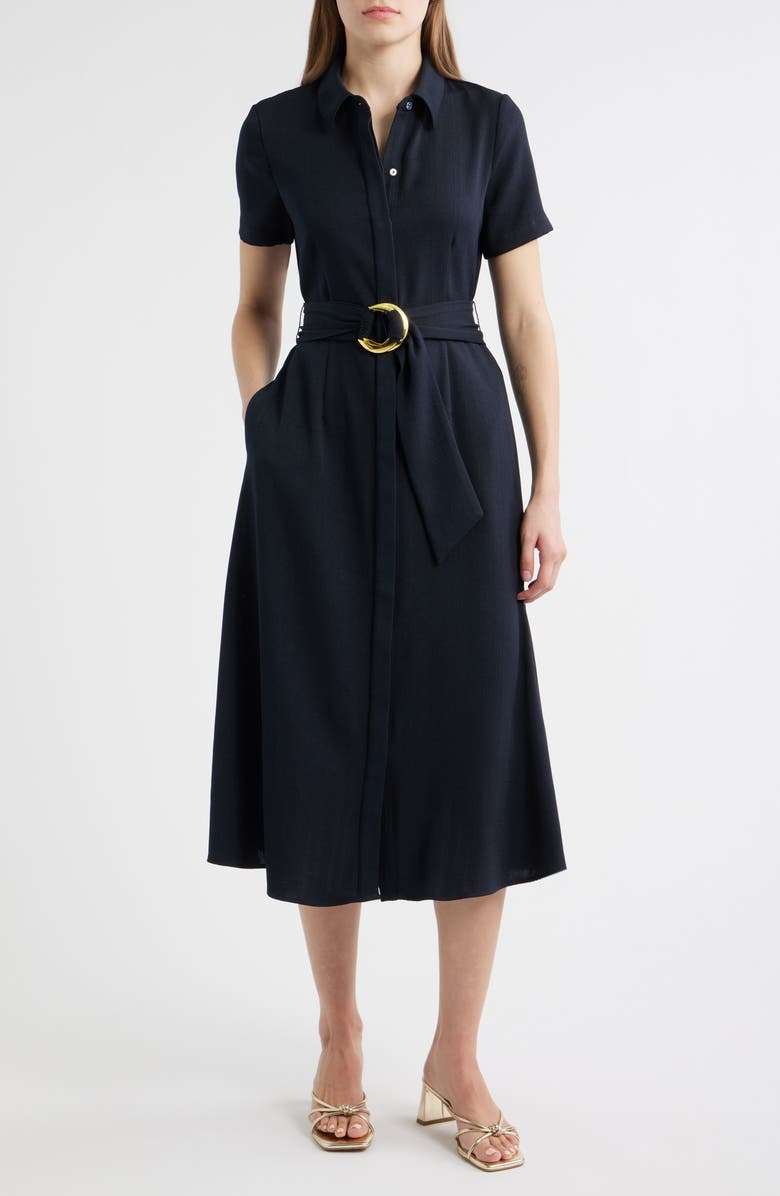 Julia Jordan Belted Midi Shirtdress, Main, color, Navy