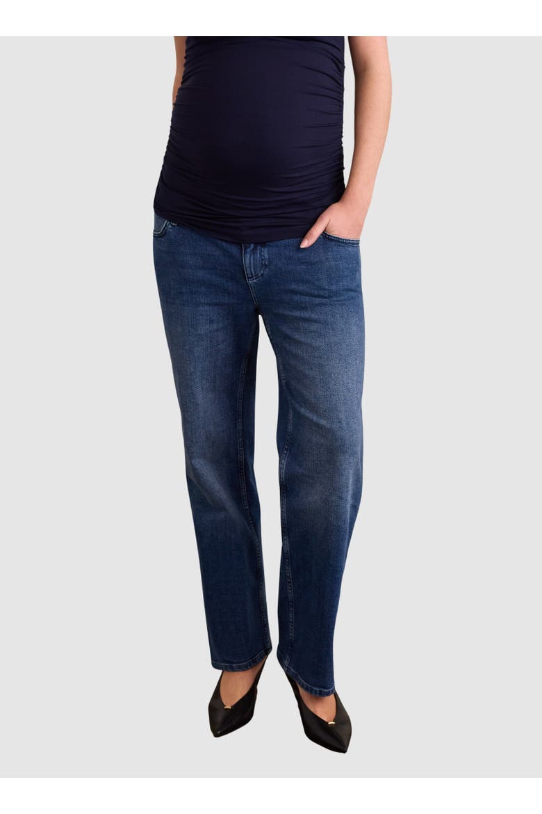 Maternity Wide Leg Jeans, Main, color, Mid Indigo