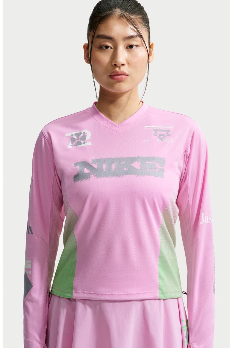 Graphic Long Sleeve Performance T-Shirt, Alternate, color, PINK RISE/ ILLUSION GREEN