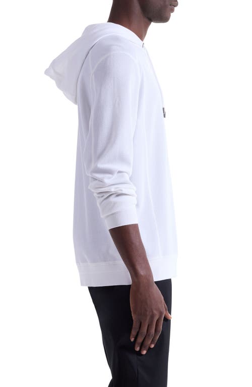 Bugatchi Textured Piqué Hoodie In White