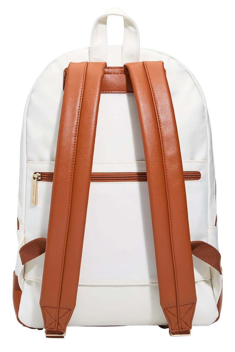 Uptown Coated Canvas Diaper Backpack, Alternate, color, CREAM/ COGNAC