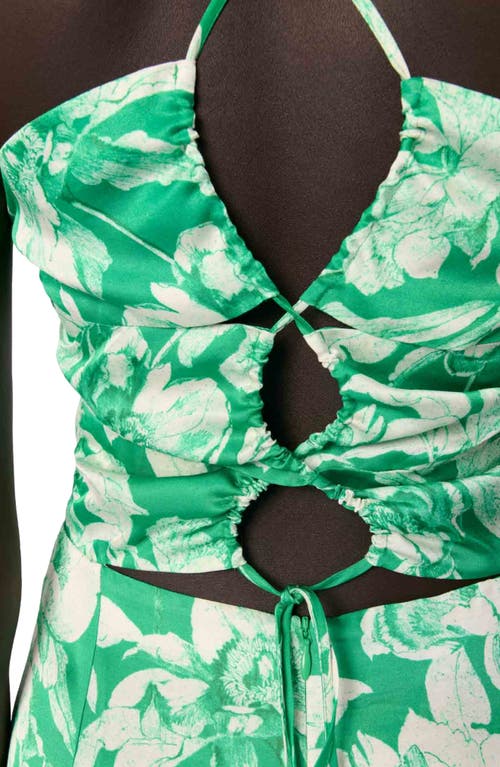 Maje Womens Bicolore Graphic-print Square-neck Woven Midi Dress In Ecru/green Floral Print