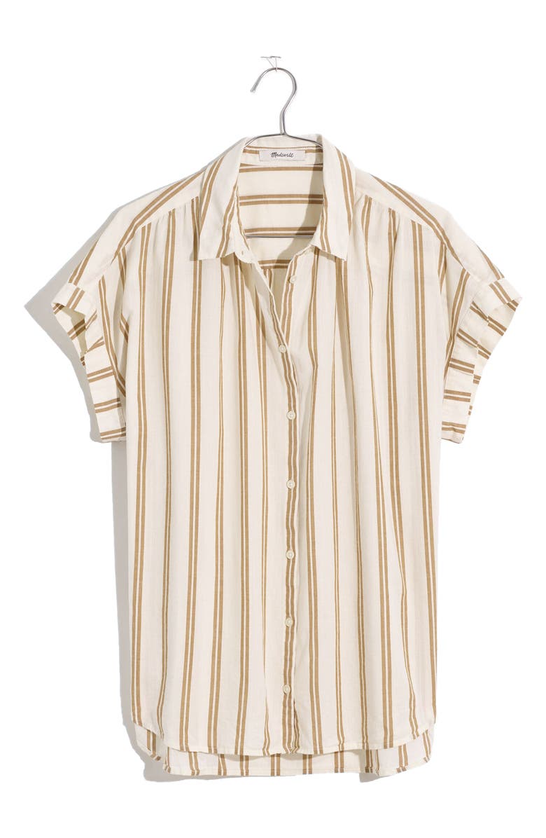 Madewell Double Striped Bronze Button Front Shirt, Alternate, color, Double Stripe Bronzed Lichen