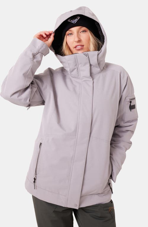 Roxy Meade Hooded Snow Jacket With Faux Fur Trim In Purple