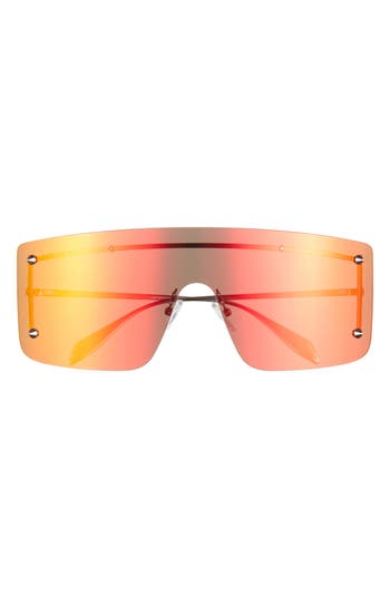 Alexander Mcqueen Mcqueen 99mm Rimless Aviator Sunglasses In Silver Silver Red