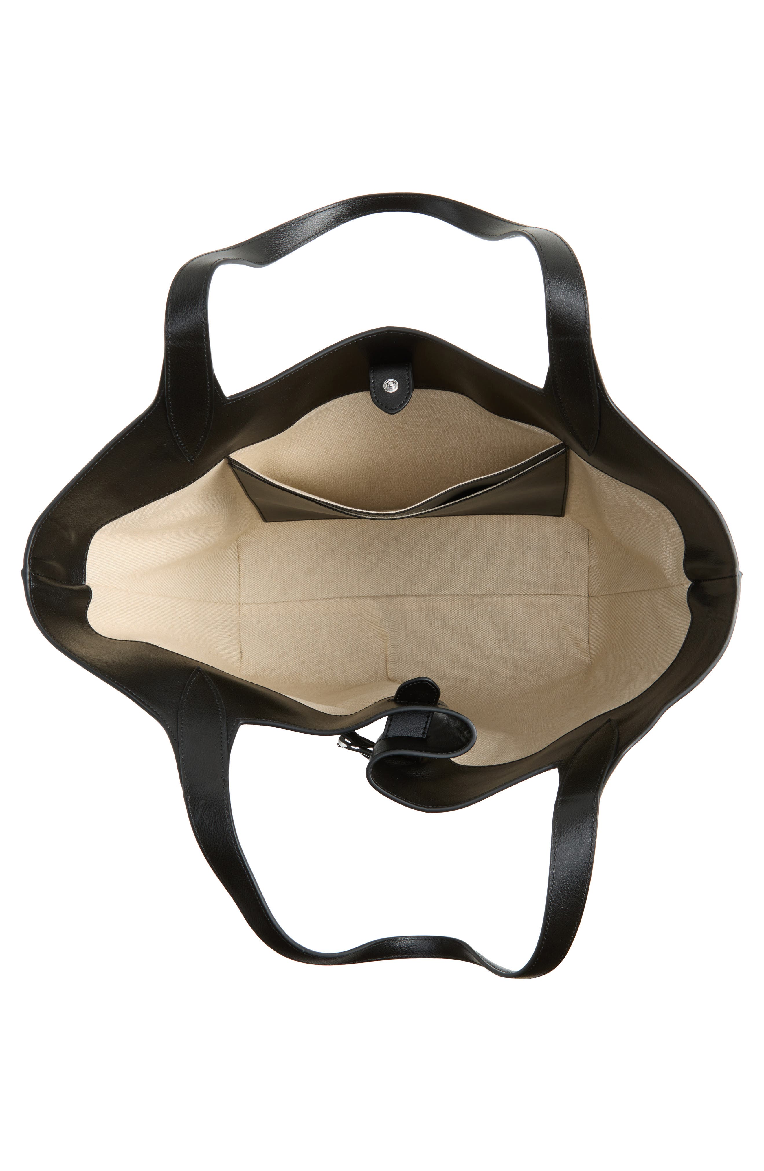 Belted Leather Tote, Alternate, color, BLACK