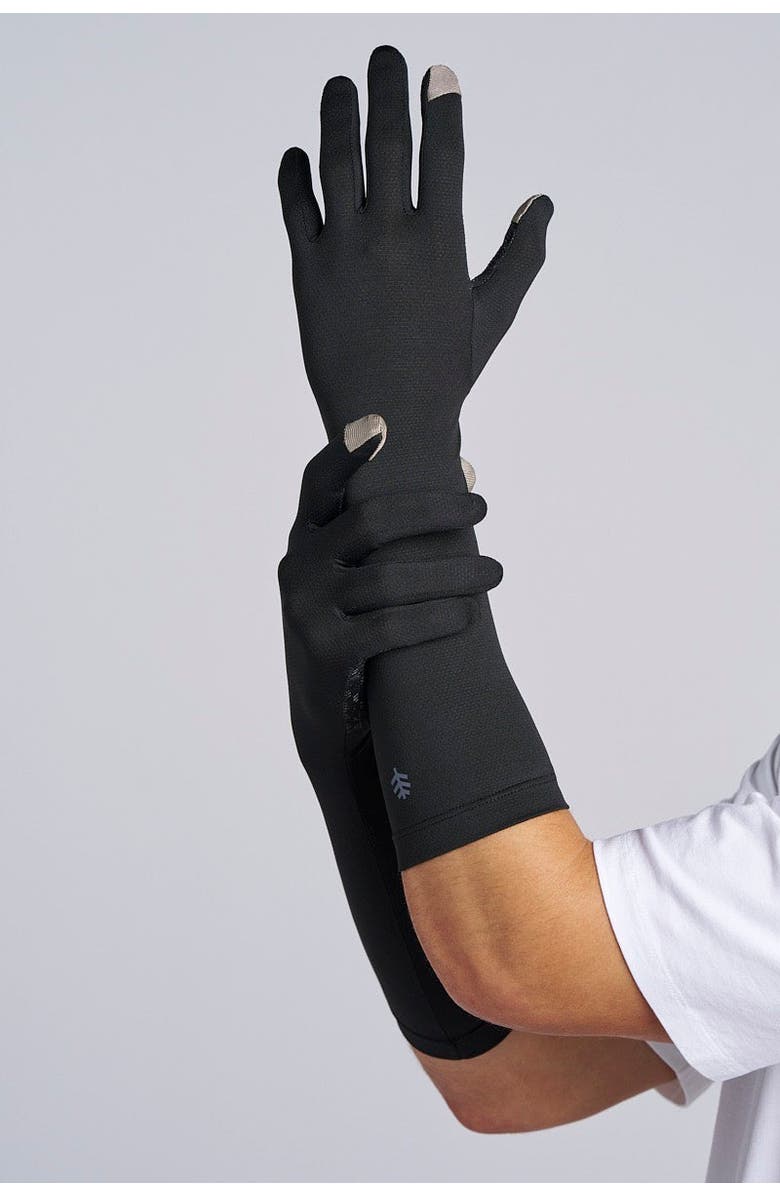 Coolibar Mid-Length UV Sun Glove with Touchscreen Tips - UPF 50+ Sun Protection - Bona, Alternate, color, Black