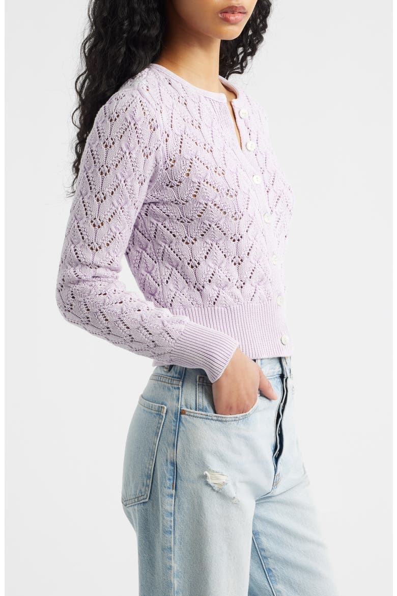 Pretty in Cotton Pointelle Cardigan, Alternate, color, ORCHID HUSH