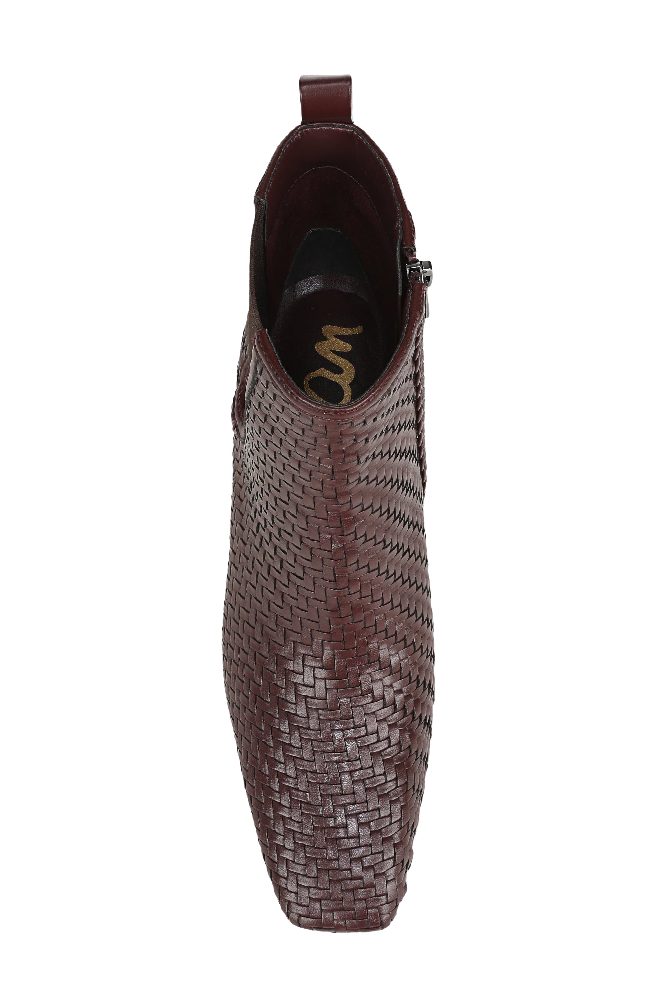 Peony Weave Leather Bootie, Alternate, color, FRENCH BURGUNDY