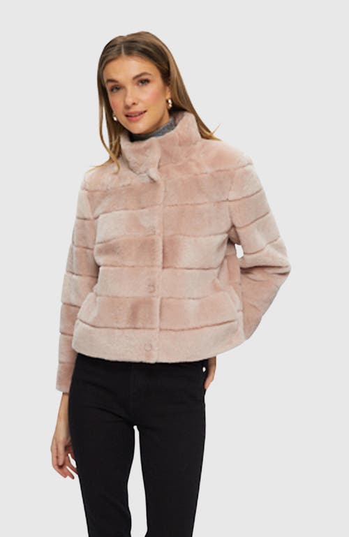 Gorski Horizontal Lamb Shearling Bracelet-sleeve Jacket In Pink