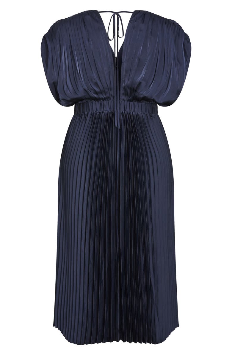 City Chic Henley Pleated Maxi Dress, Alternate, color, Navy