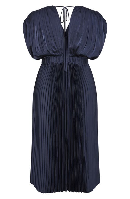 City Chic Henley Pleated Maxi Dress In Navy