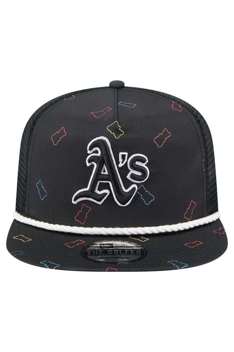 Men's New Era  Black Athletics Gummy Golfer Trucker Adjustable Hat, Alternate, color, Black