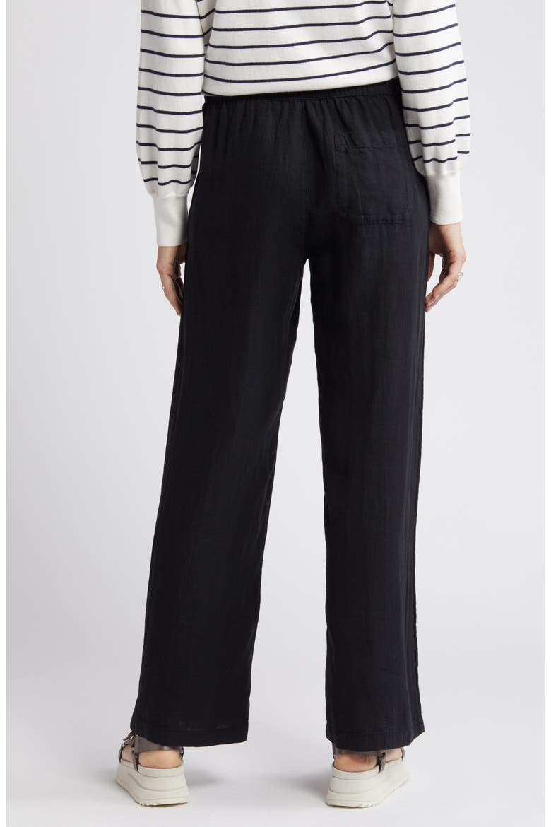 Drawstring Straight Leg Linen Pants, Alternate, color, BLACK
