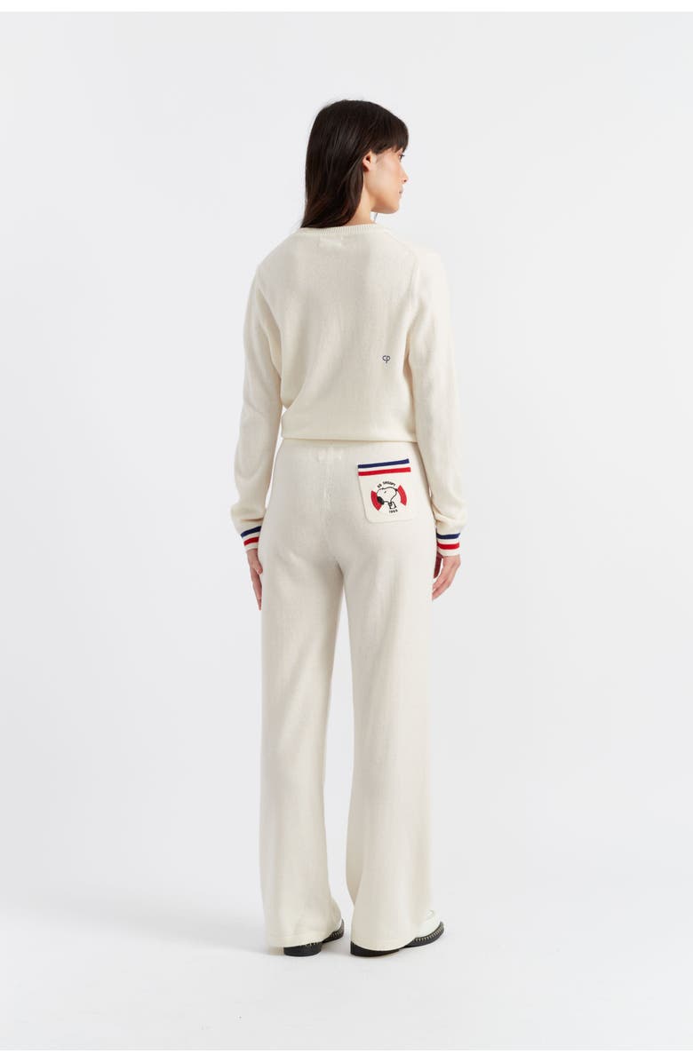 Chinti & Parker Snoopy Nautical Wide Leg Wool Cashmere Pants, Alternate, color, Cream/Multi