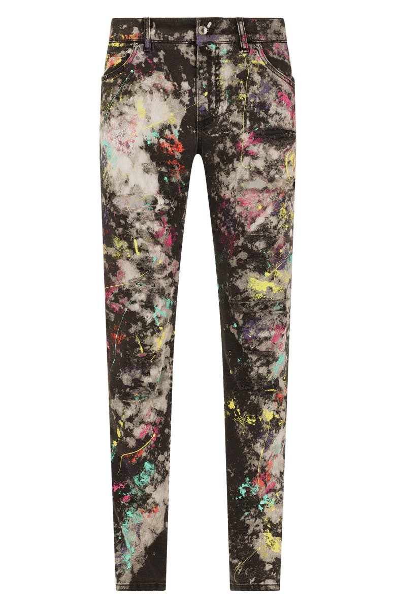 Dolce&Gabbana Marble Print Ripped Skinny Jeans, Alternate, color,