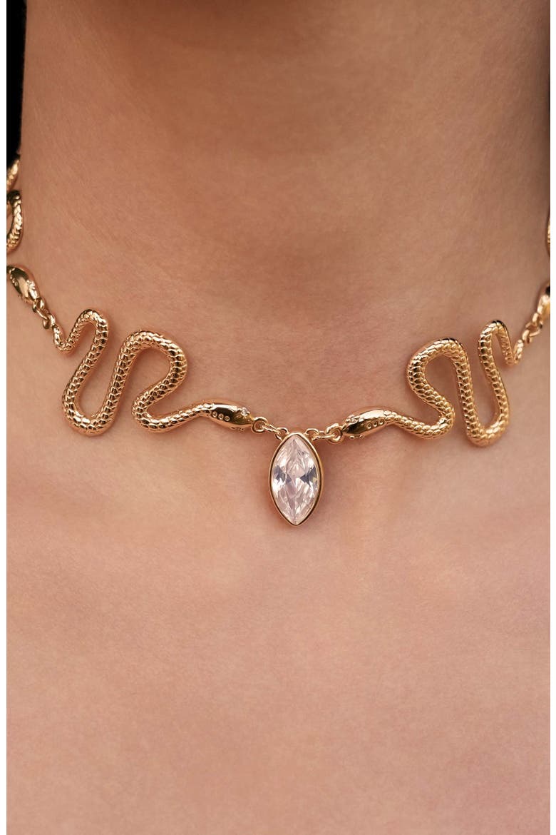 Serpentina Cubic Zirconia Choker Necklace, Alternate, color, GOLD