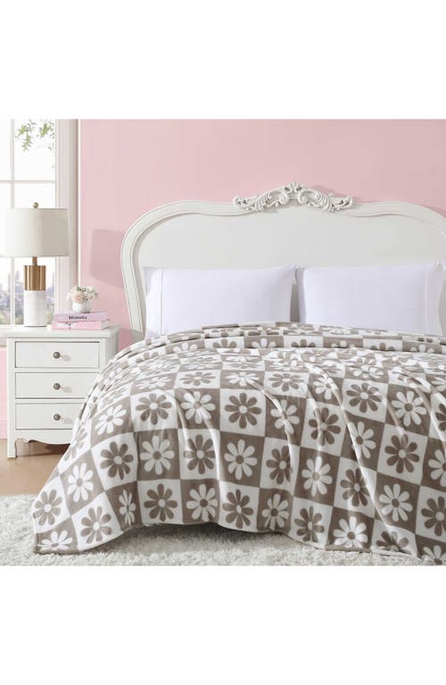 Betsey Johnson Daisy Check Throw Blanket In Beige