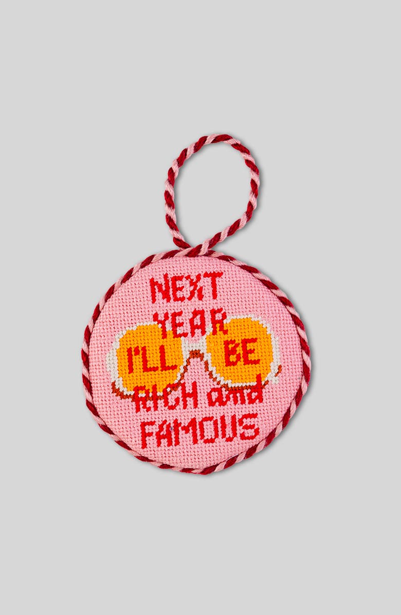 Furbish Needlepoint Ornament - Rich And Famous, Main, color, Coral