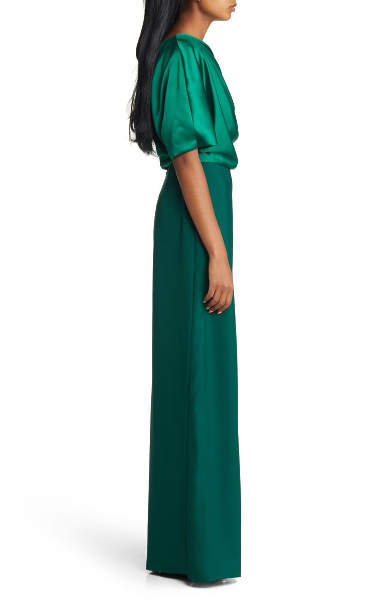 Amsale One-Shoulder Wide Leg Jumpsuit, Alternate, color,