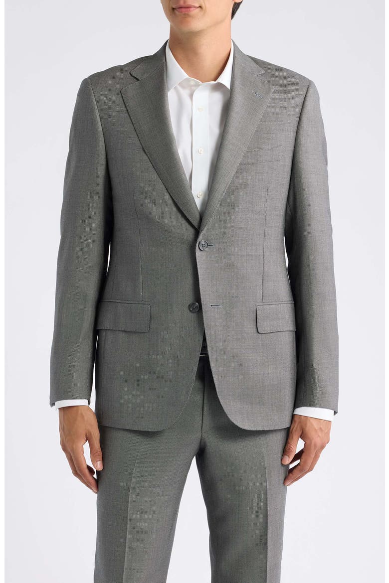 Black & White Bird's Eye Wool Suit, Alternate, color, BLACK/WHITE