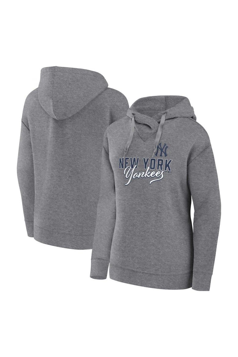 Women's Profile Heather Gray New York Yankees Plus Size Pullover Hoodie, Main, color, Heather Gray