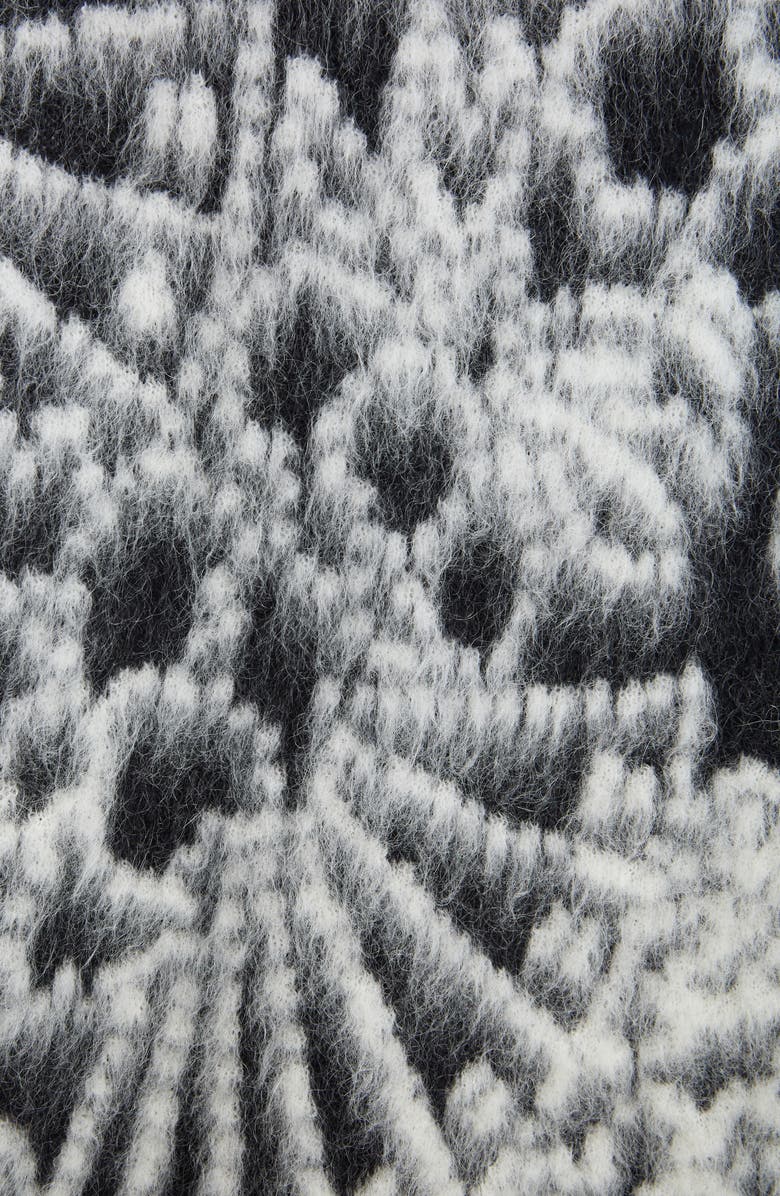 Saint Laurent Floral Jacquard Wool & Mohair Blend Cardigan, Alternate, color, 