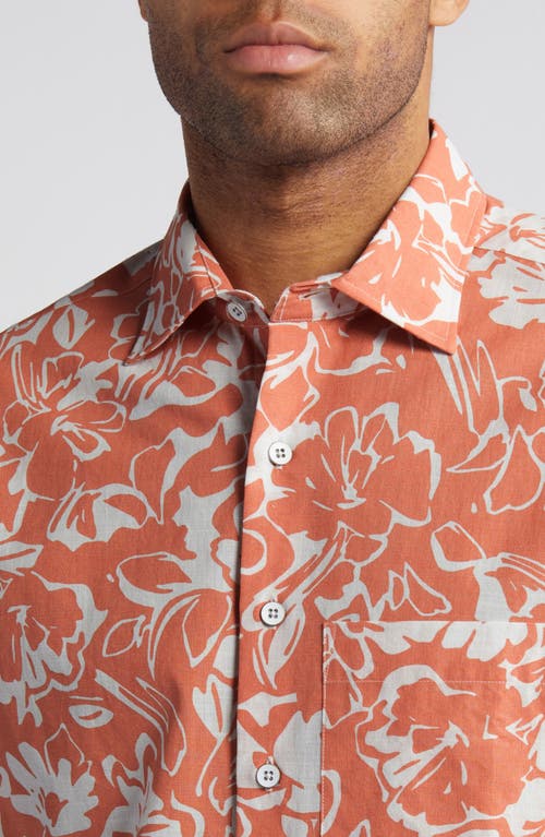 Rodd & Gunn Lanercost Cotton Printed Short Sleeve Shirt In Mandarin