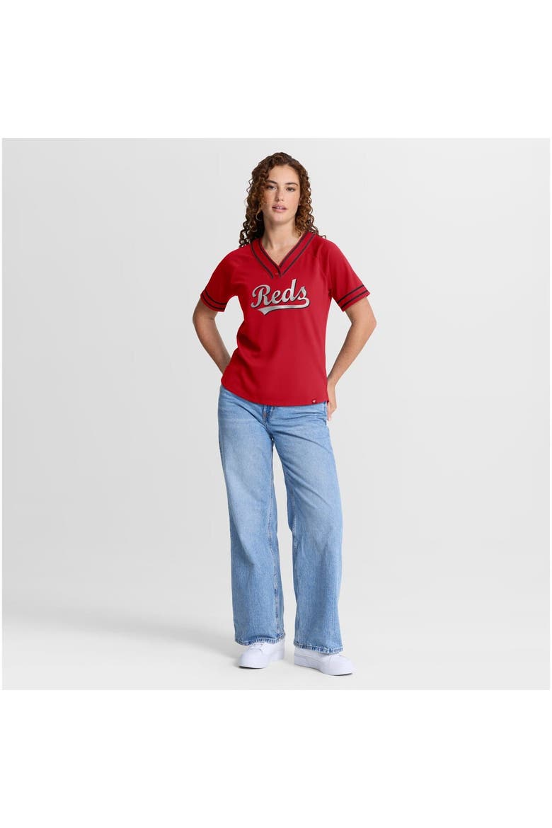 Women's Fanatics Red Cincinnati Reds Diva Race Ahead Raglan V-Neck T-Shirt, Alternate, color, Red