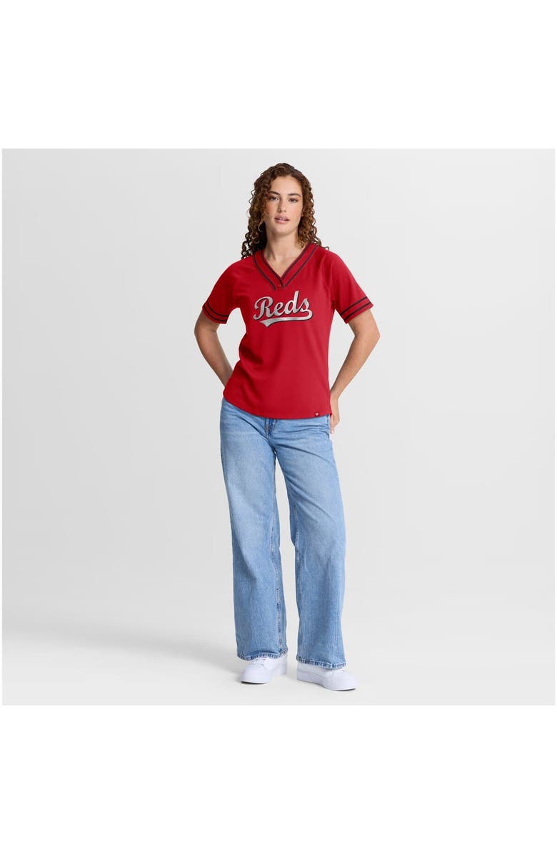 FANATICS Women's Fanatics Red Cincinnati Reds Diva Race Ahead Raglan V-Neck T-Shirt, Alternate, color, Red