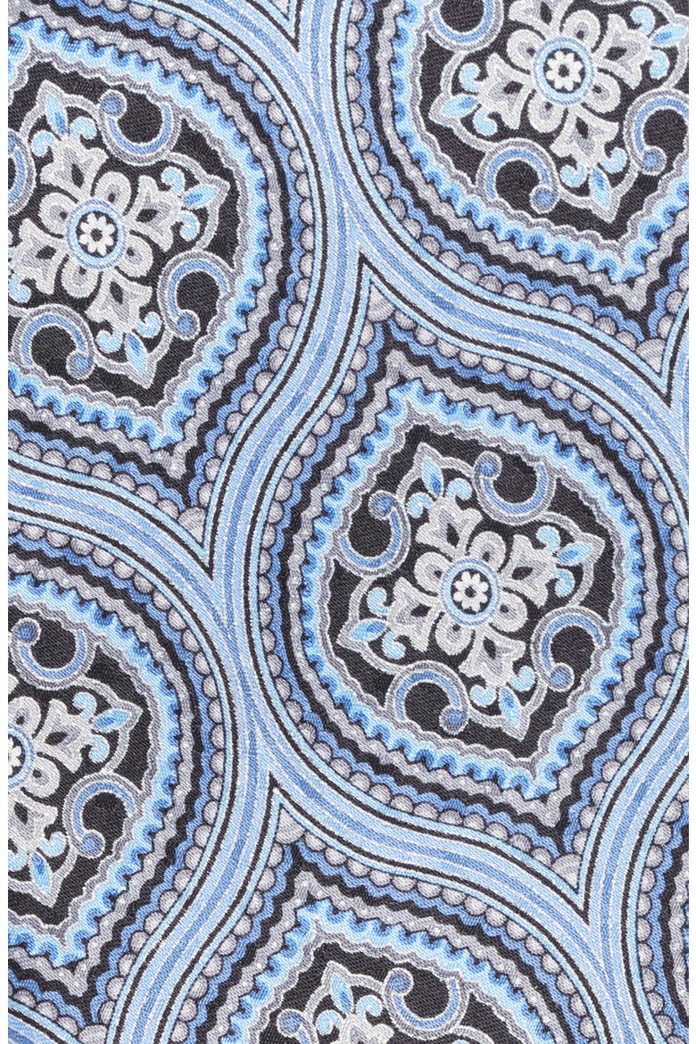 Moroccan Tile Print Silk Tie, Alternate, color, LIGHT BLUE/ BLUE