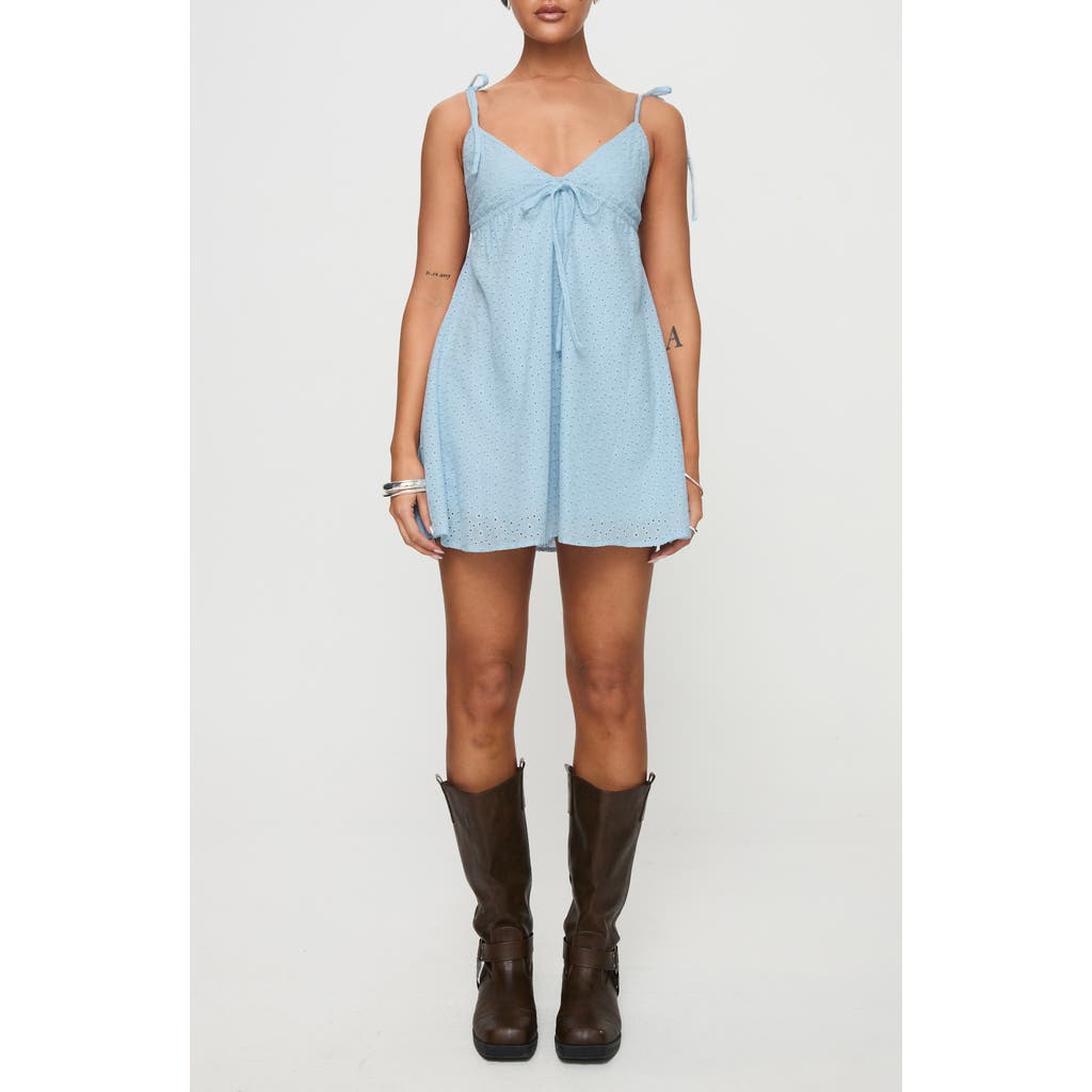 PRINCESS POLLY PRINCESS POLLY PAVLOS EYELET EMBROIDERED COTTON BABYDOLL MINIDRESS