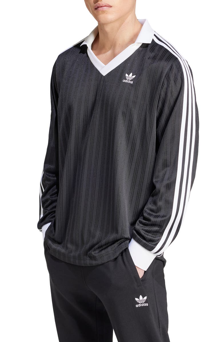 adidas Adicolor Stripe Long Sleeve Polo, Main, color, 