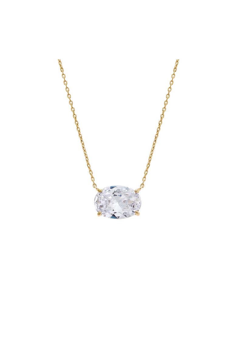 CZ Oval Shape Pendant Necklace, Main, color, Gold