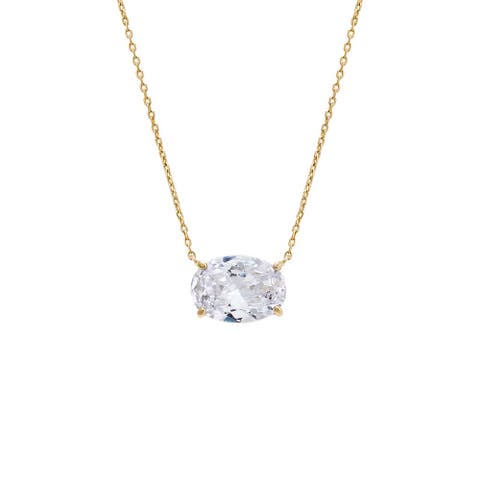 CZ Oval Shape Pendant Necklace