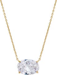 BY ADINA EDEN CZ Oval Shape Pendant Necklace