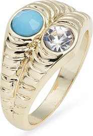Nordstrom Faux Turquoise & Crystal Ridged Ring