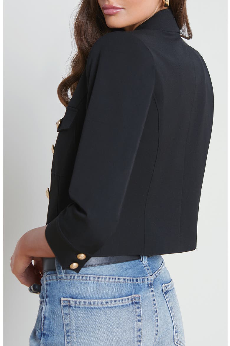 Kumi Fitted Crop Jacket, Alternate, color, BLACK