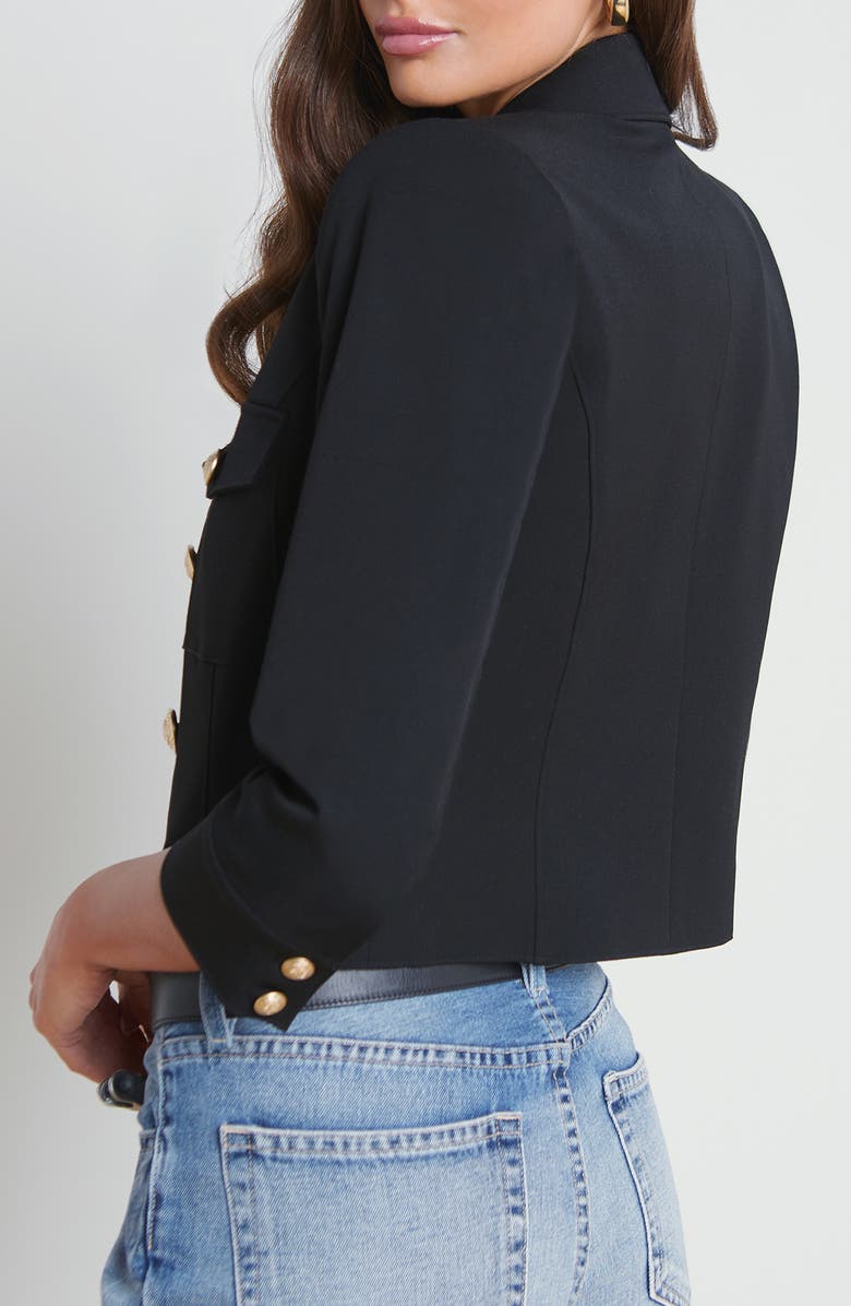 L'AGENCE Kumi Fitted Crop Jacket, Alternate, color, Black