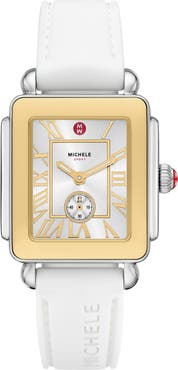 MICHELE Deco Sport Mid Two-Tone Silicone Strap Watch, 29mm x 31mm