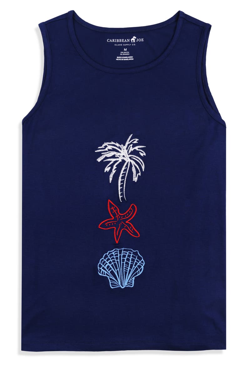 The Everyday Embroidered Tank, Alternate, color, NAVY WHITE