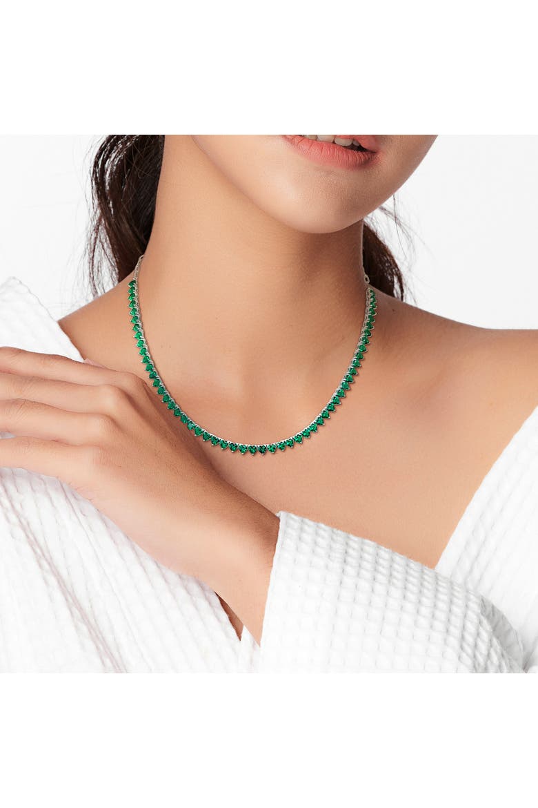 Lab-Created Emerald Tennis Necklace, Alternate, color, Emerald