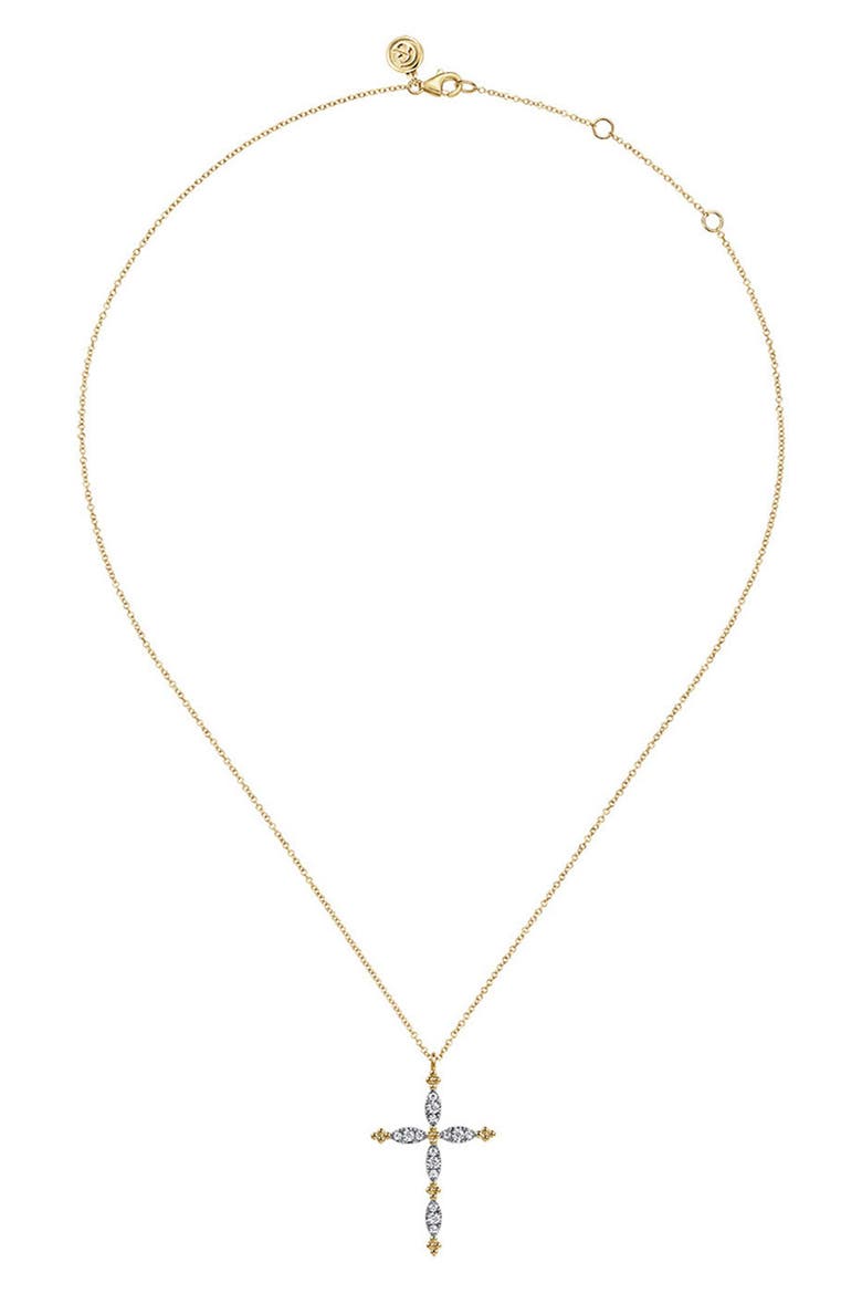 Bujukan Diamond Cross Pendant Necklace, Alternate, color, GOLD