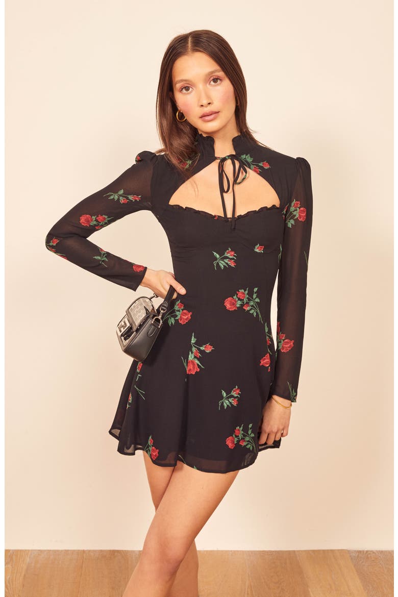 Vivianne Long Sleeve Minidress, Alternate, color, ROCHELLE