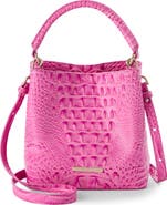 Brahmin Mini Amelia Croc Embossed Leather Top Handle Bucket Bag