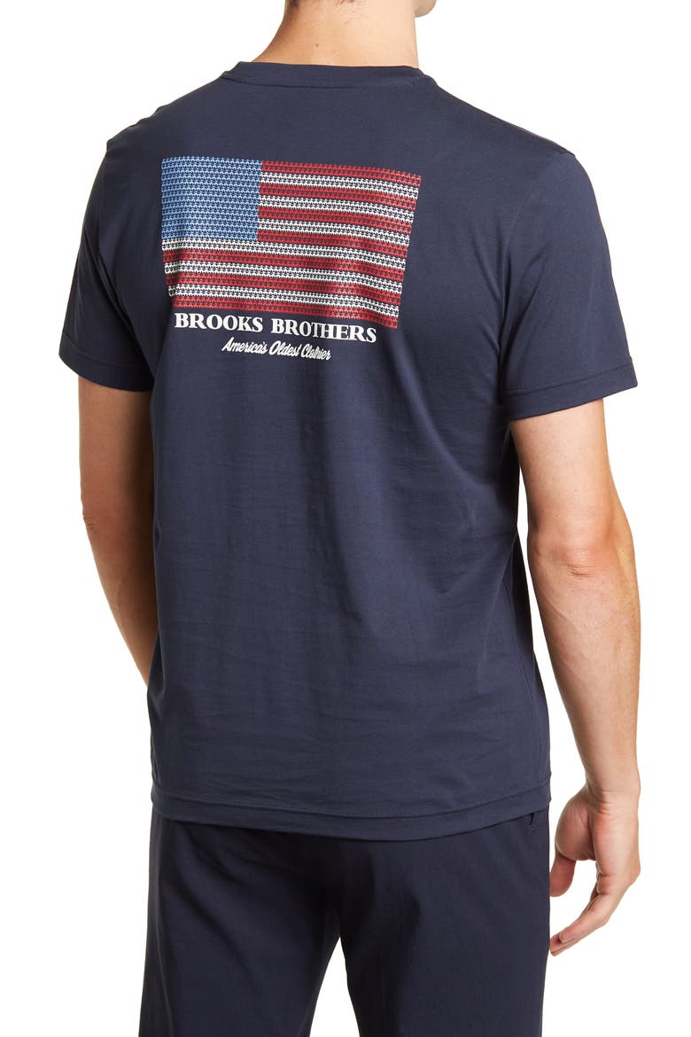 Flag Crew Neck Cotton T-Shirt, Alternate, color, NAVY
